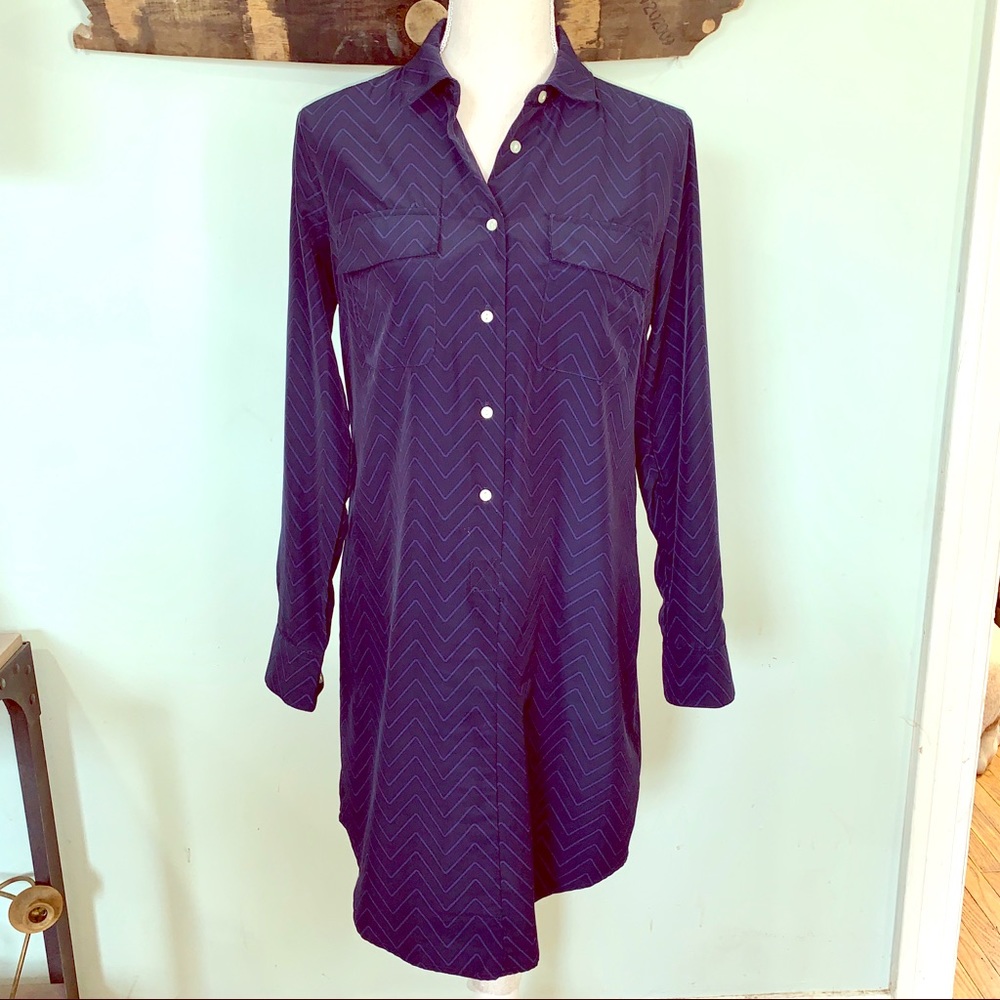 Gap navy shirt dress chevron pattern sz XS